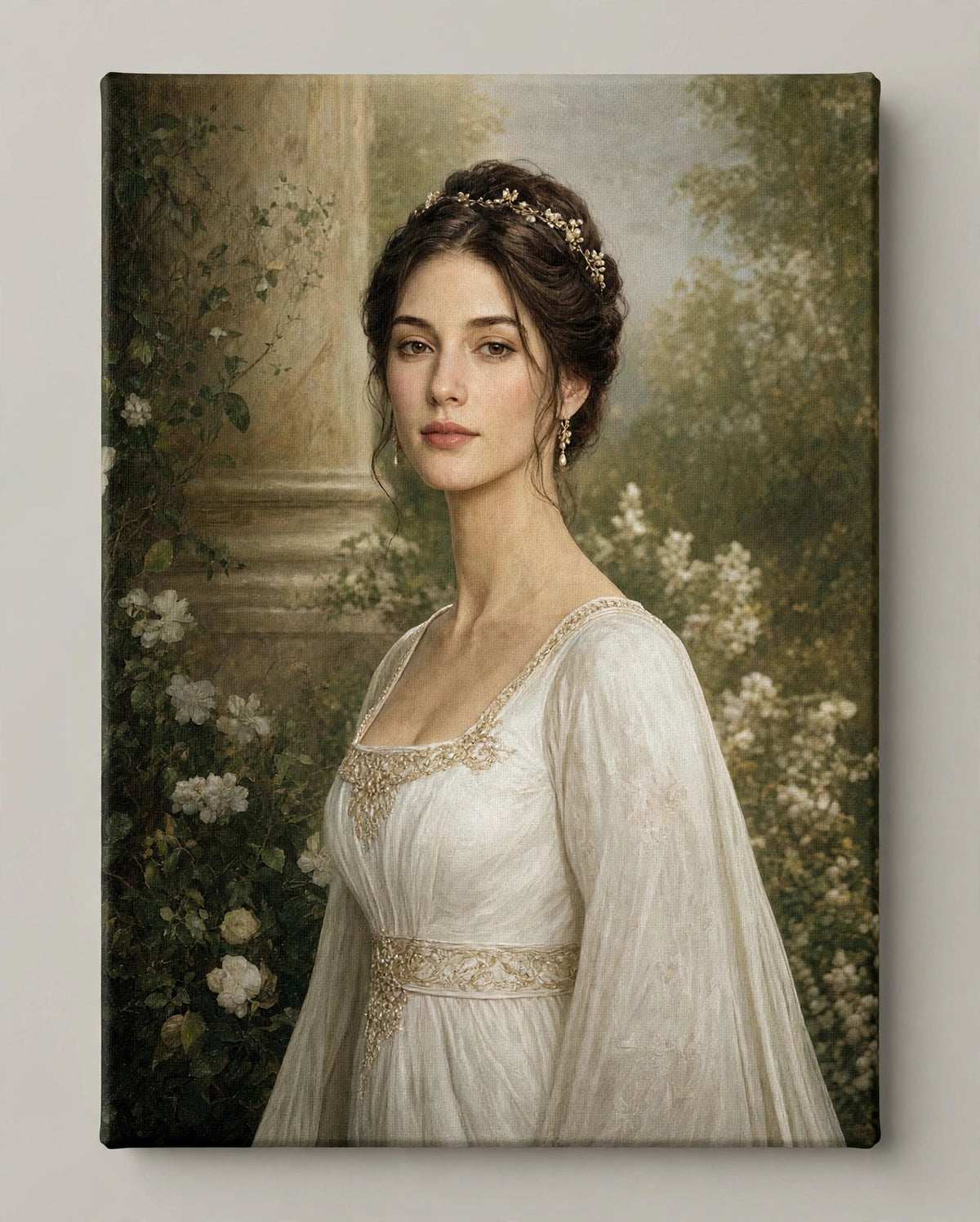Mulher Dama do Jardim Branco — Quadro Personalizado de Mulher
