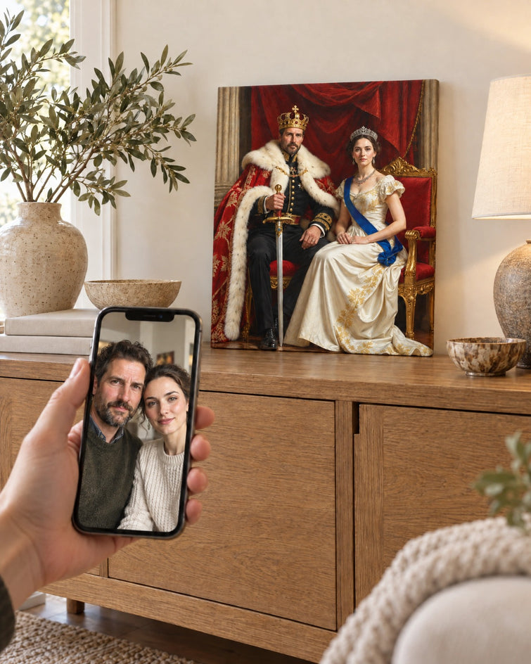 Rei e Rainha — Quadro Personalizado de Casal - SUA FOTO VIROU ARTE