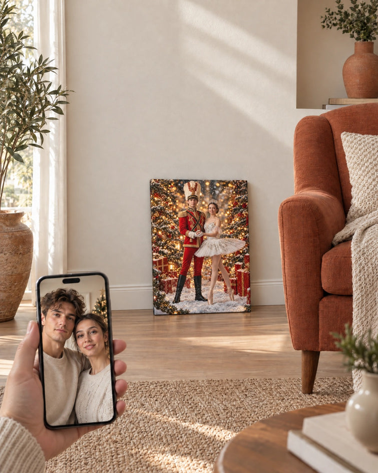Casal Quebra-Nozes de Natal — Quadro Personalizado de Casal - SUA FOTO VIROU ARTE