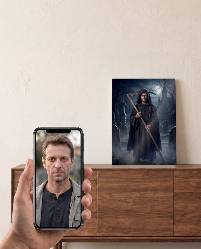 Homem Ceifador — Quadro Personalizado - SUA FOTO VIROU ARTE