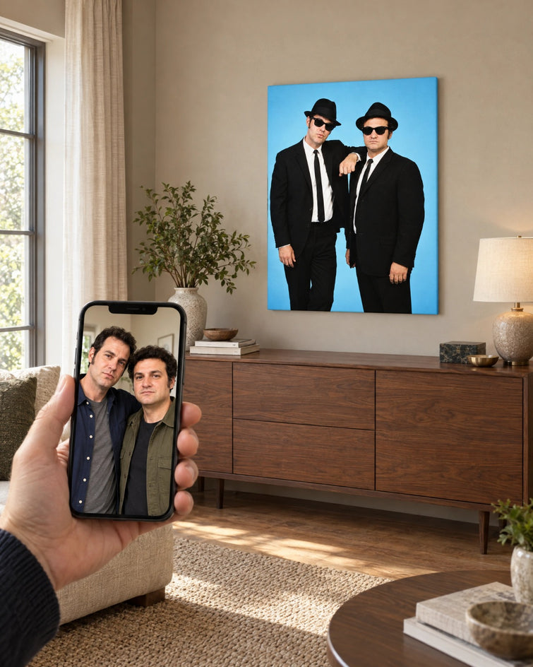Dupla de Terno e Chapéu — Quadro Personalizado de Dupla - SUA FOTO VIROU ARTE