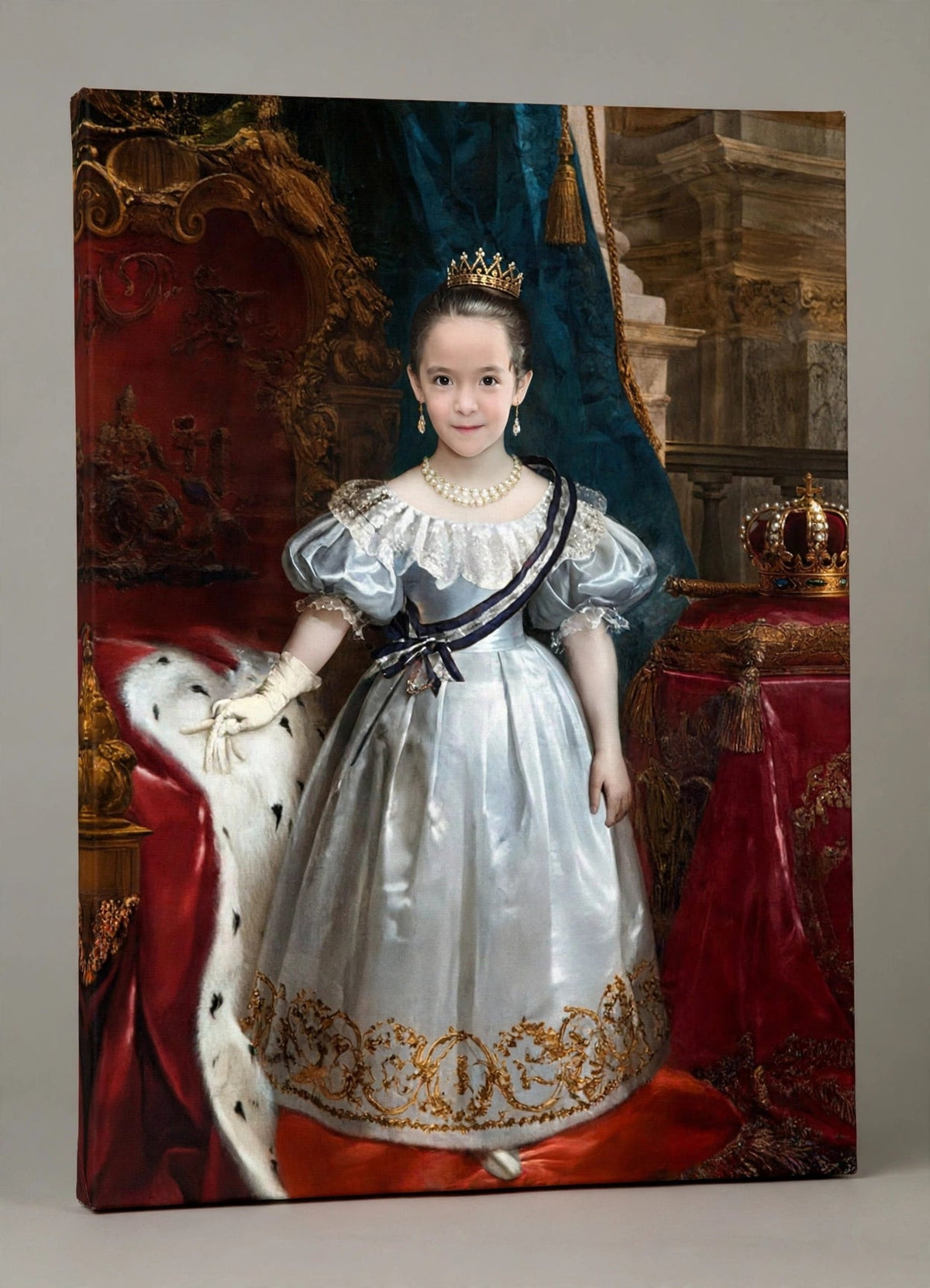 Quadro Infantil Personalizado — Princesa em Vestido Prateado