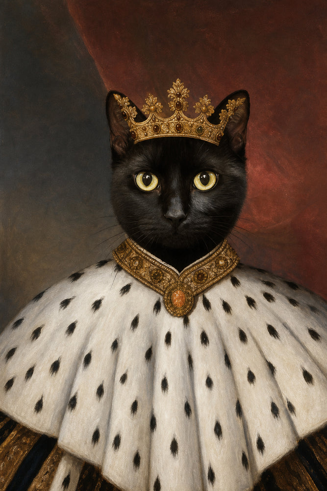 Rei da Noite — Retrato Real Personalizado para Gato