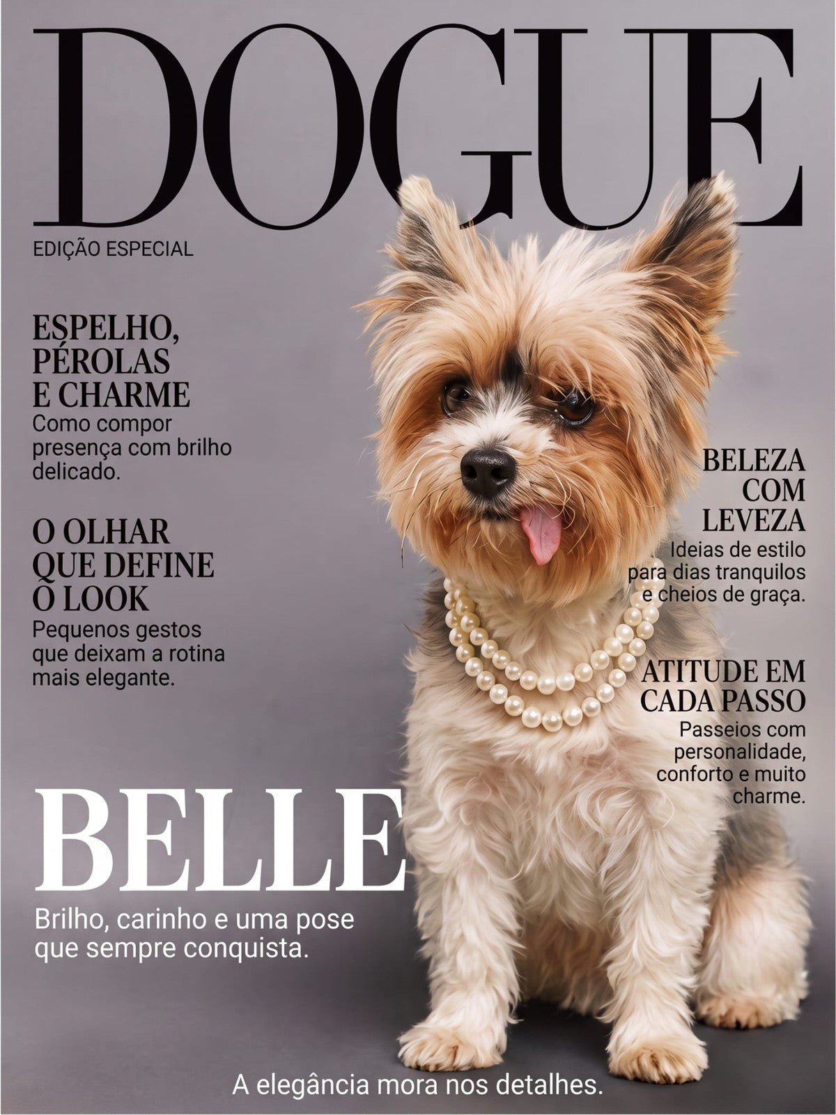 Yorkshire Capa de Revista Dogue de Colar de Pérolas