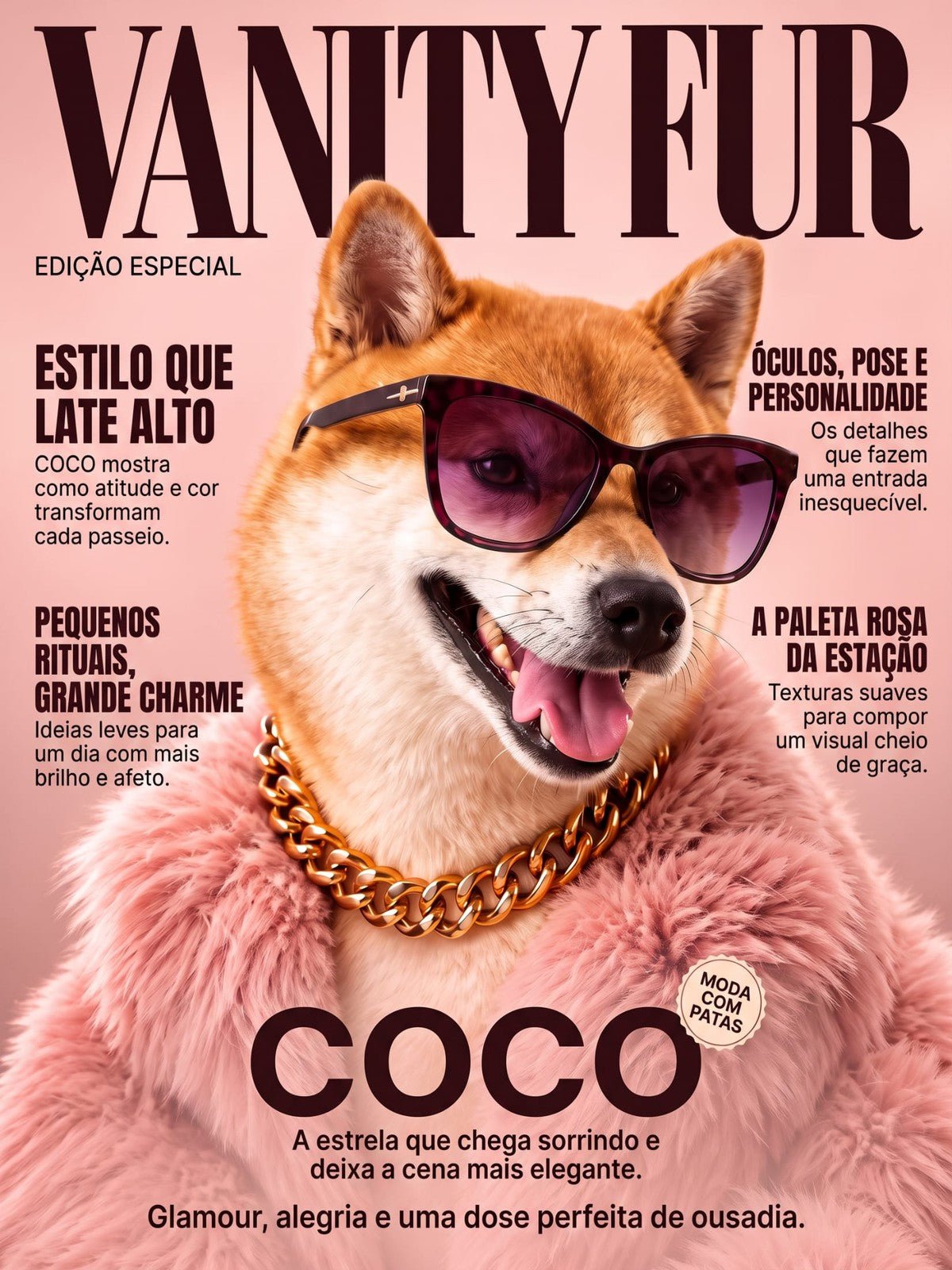 Shiba Capa de Revista - Quadro Personalizado
