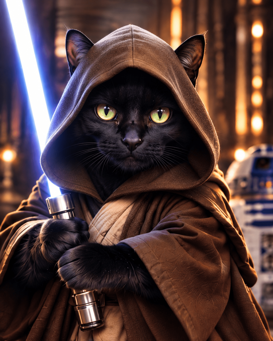 Gato Jedi - Quadro Personalizado