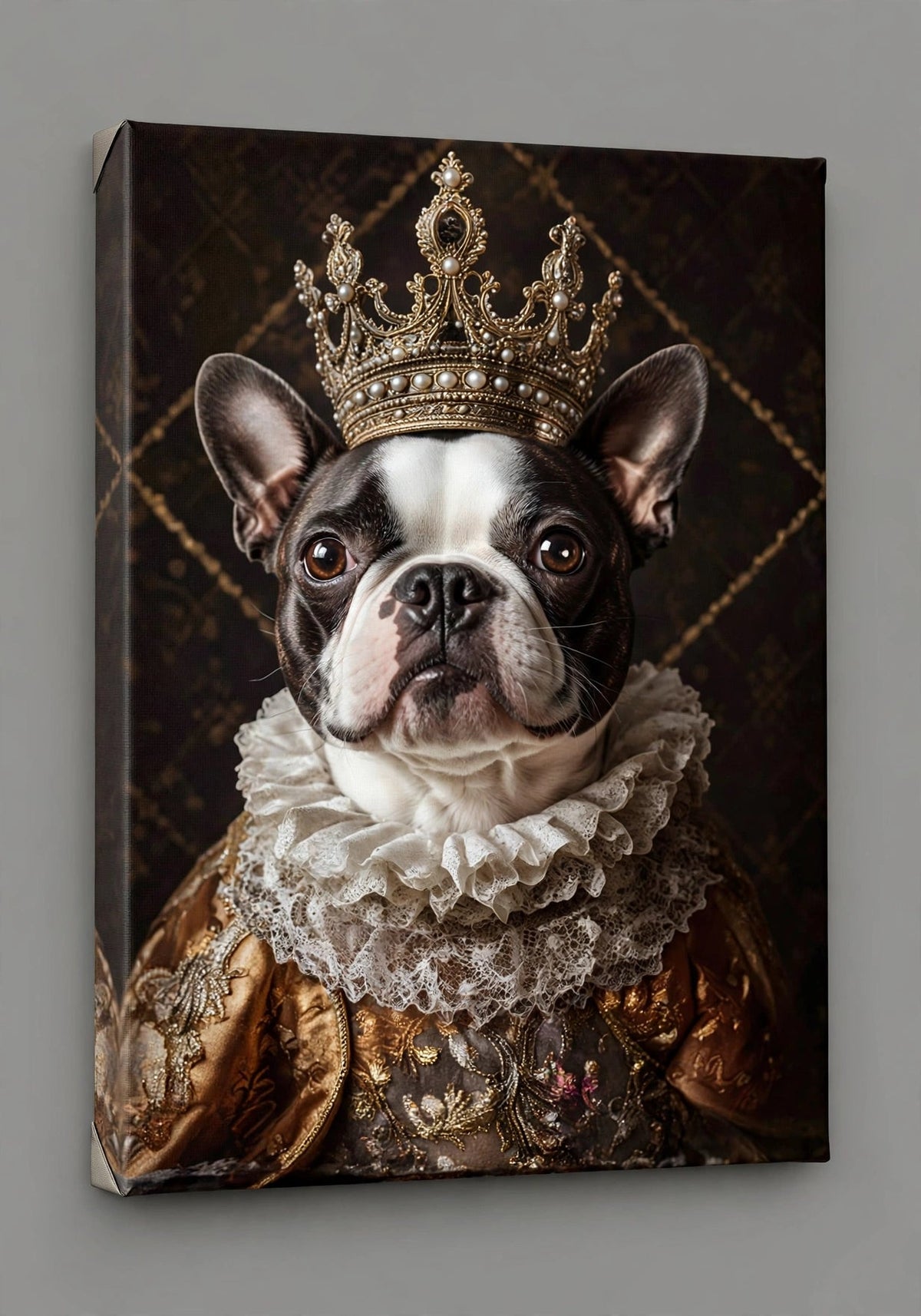 Quadro Personalizado de Pet — Boston Terrier Coroado