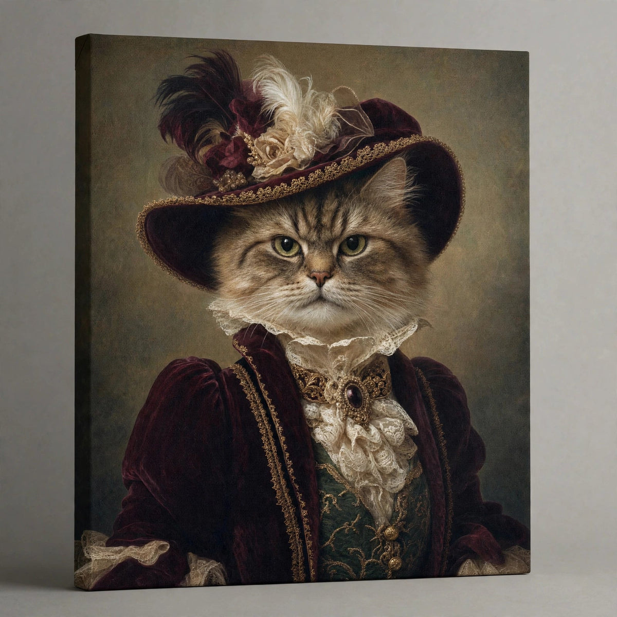 Gato Elegante em Fantasia Vitoriana — Quadro Personalizado de Gato