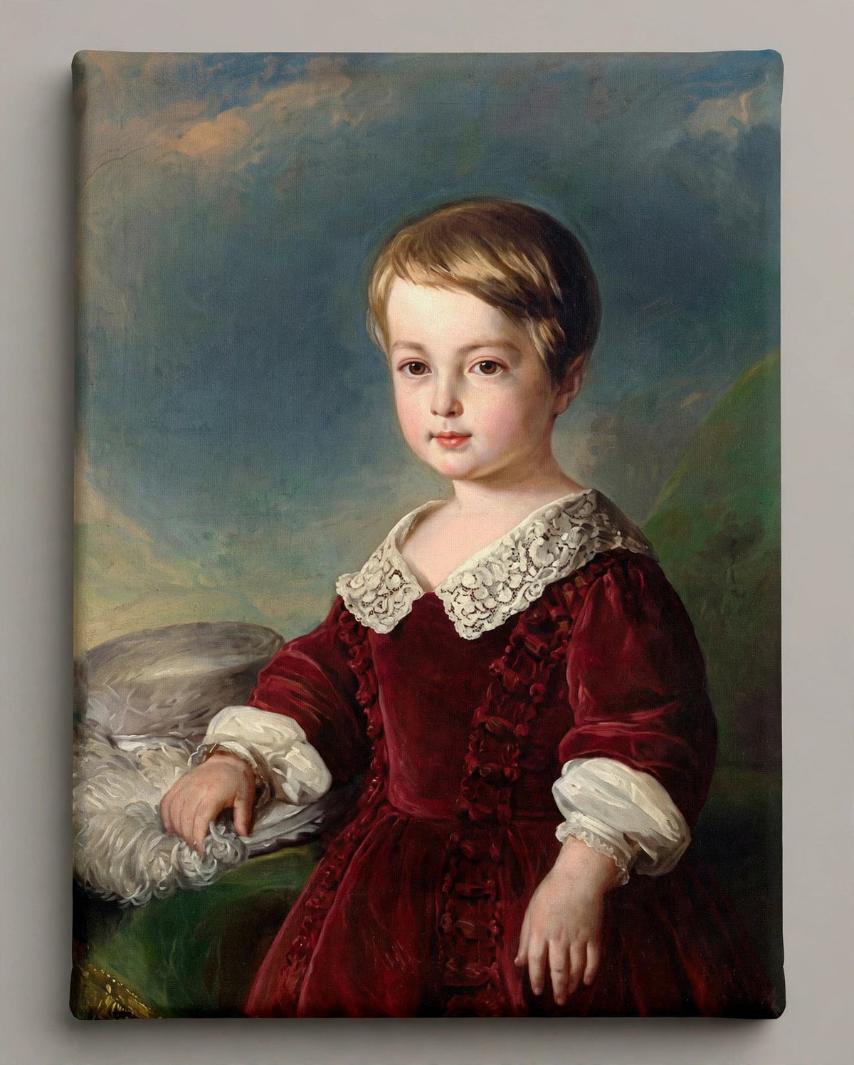 Quadro Infantil Personalizado — Retrato Histórico Vinho