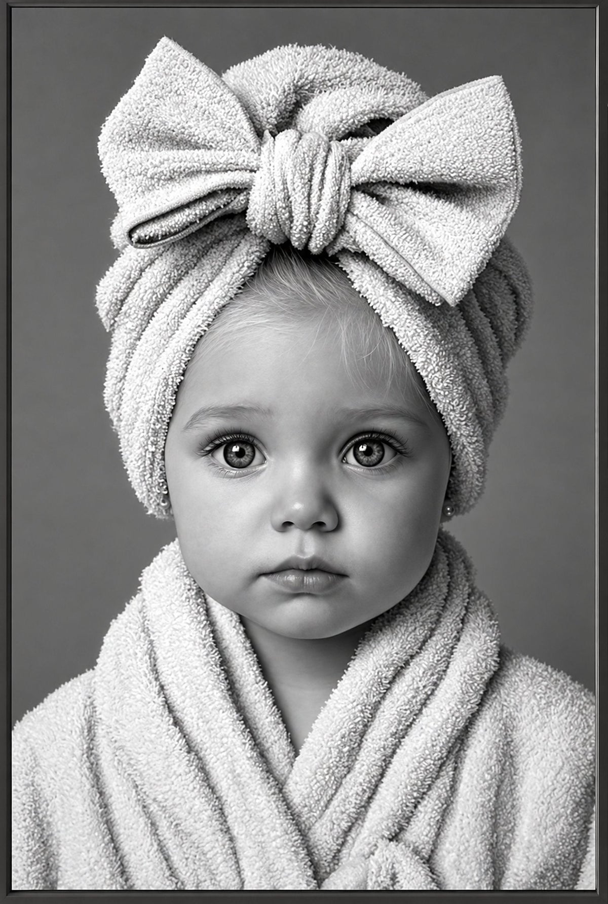 Menina com Laço de Toalha - Quadro Personalizado