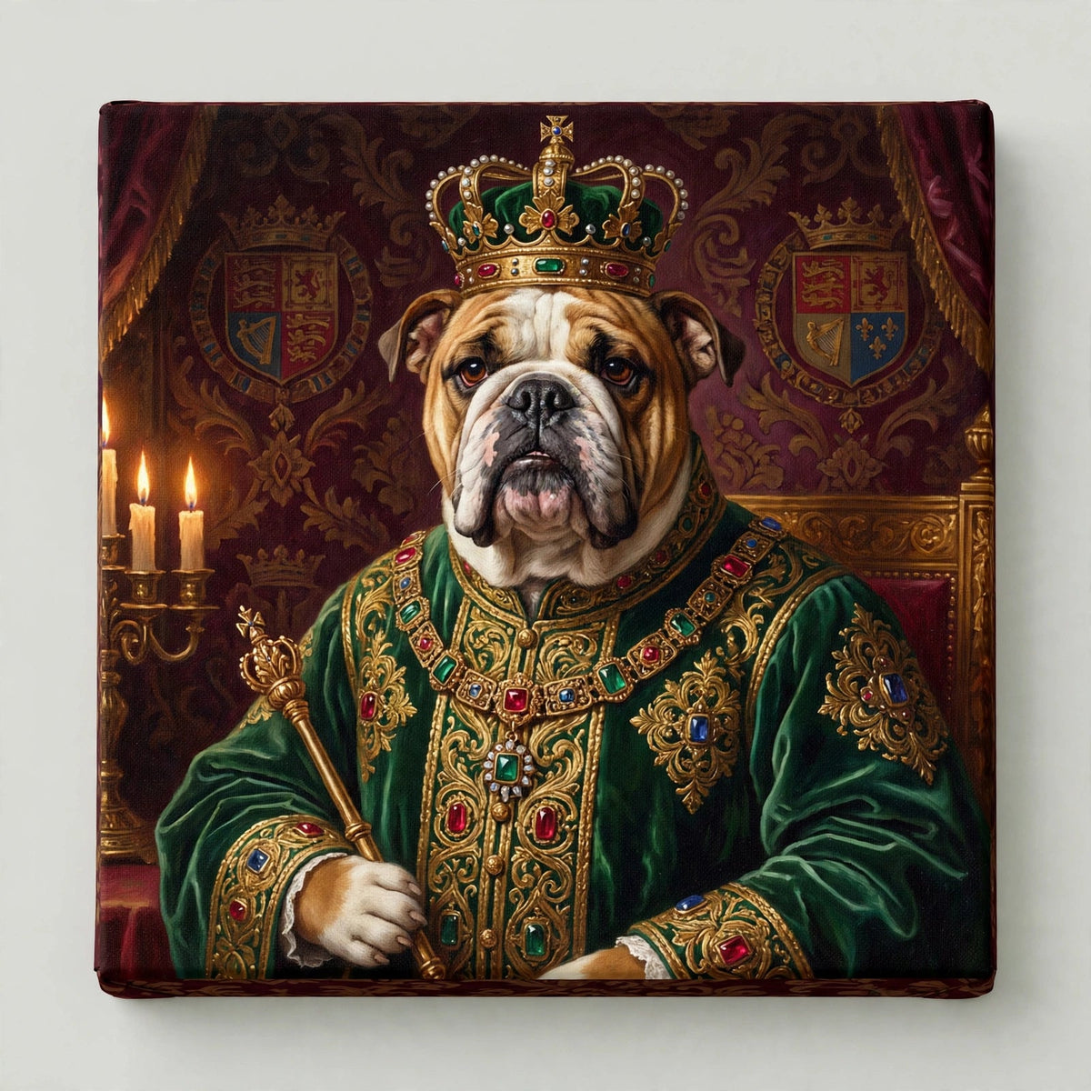 Cachorro Rei com Joias — Quadro Personalizado de Cachorro