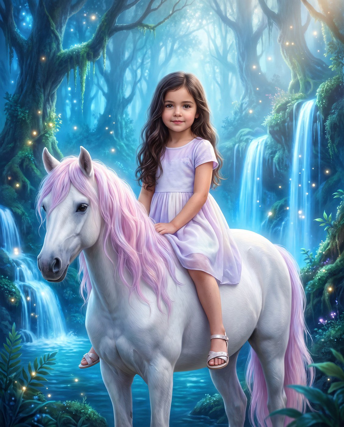 Menina no Cavalo Mágico — Quadro Personalizado de Criança