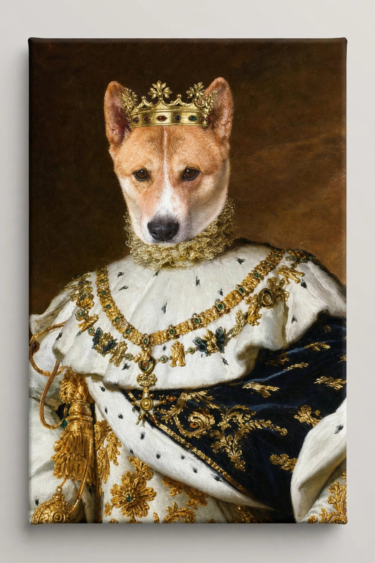 Imperador Dourado — Retrato Real Personalizado para Cachorro