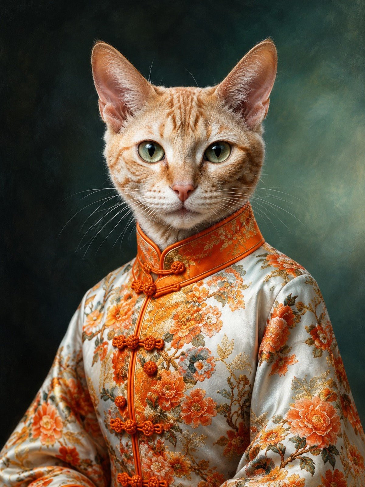 Gato de Roupa Chinesa Floral