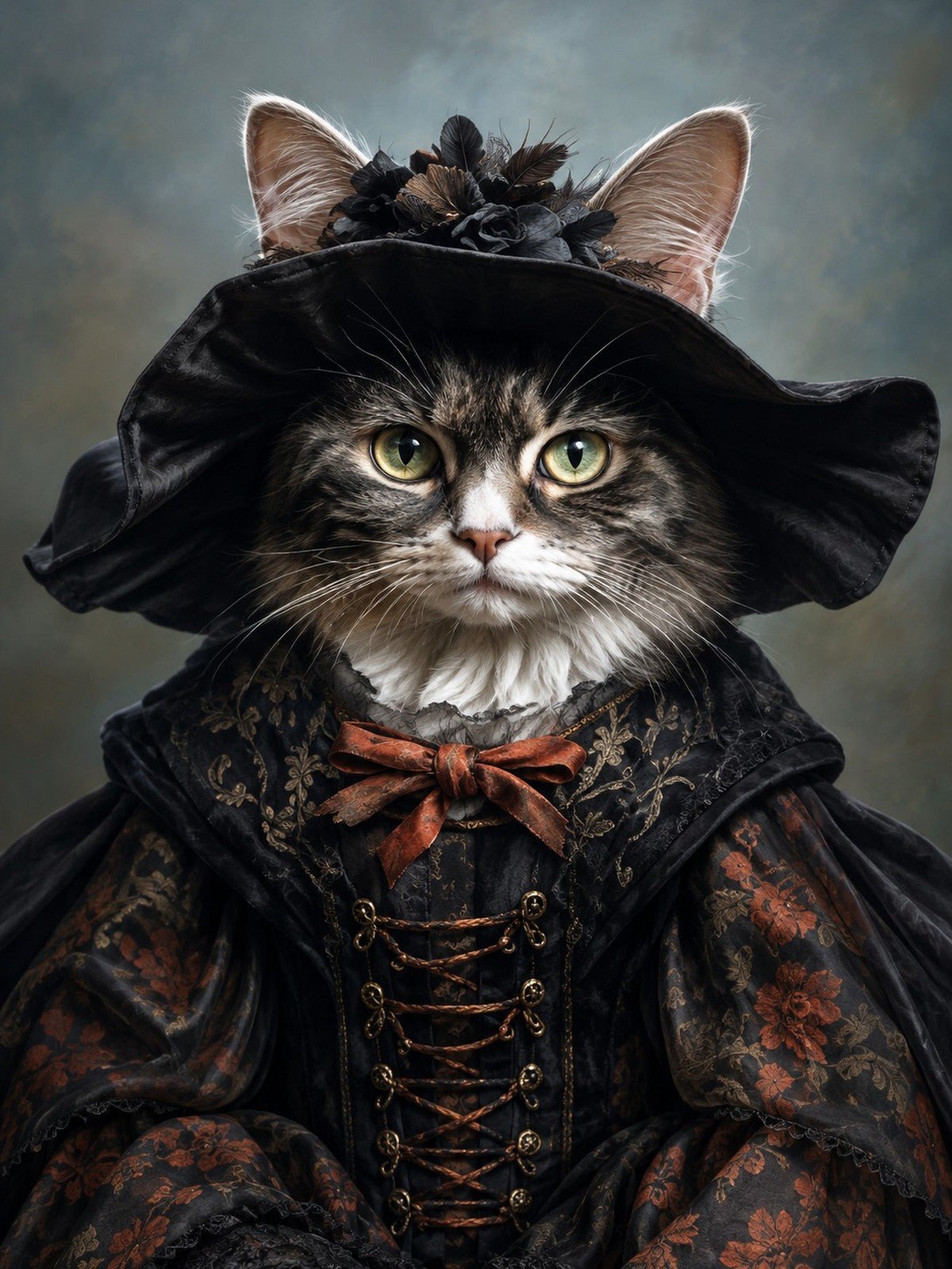 Gata Dama de Chapéu Preto