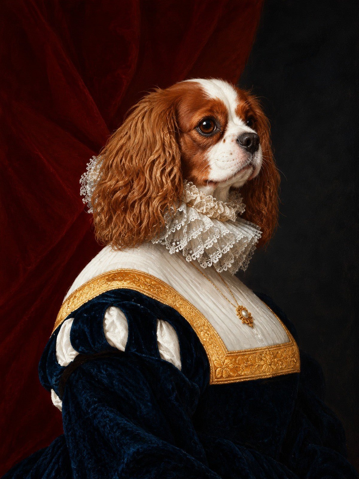 Cavalier Dama de Vestido Azul