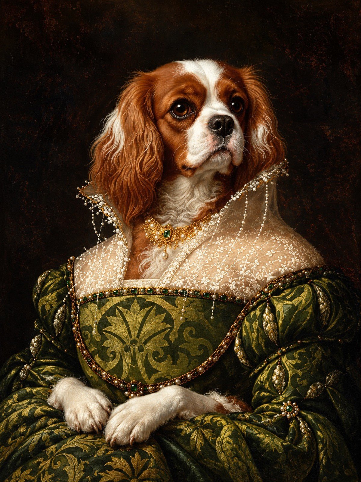 Cavalier Dama de Vestido Verde