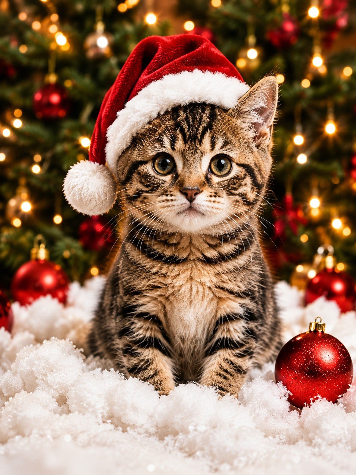 Gatinho de Natal na Neve