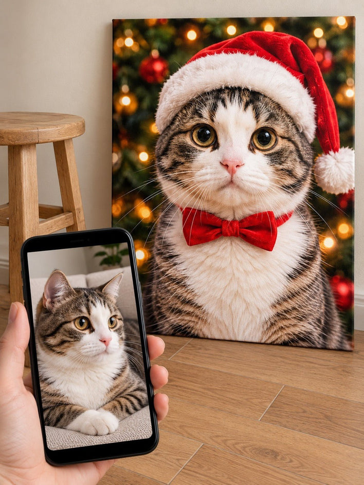 Quadro de Natal Personalizado — Gravata Borboleta - SUA FOTO VIROU ARTE