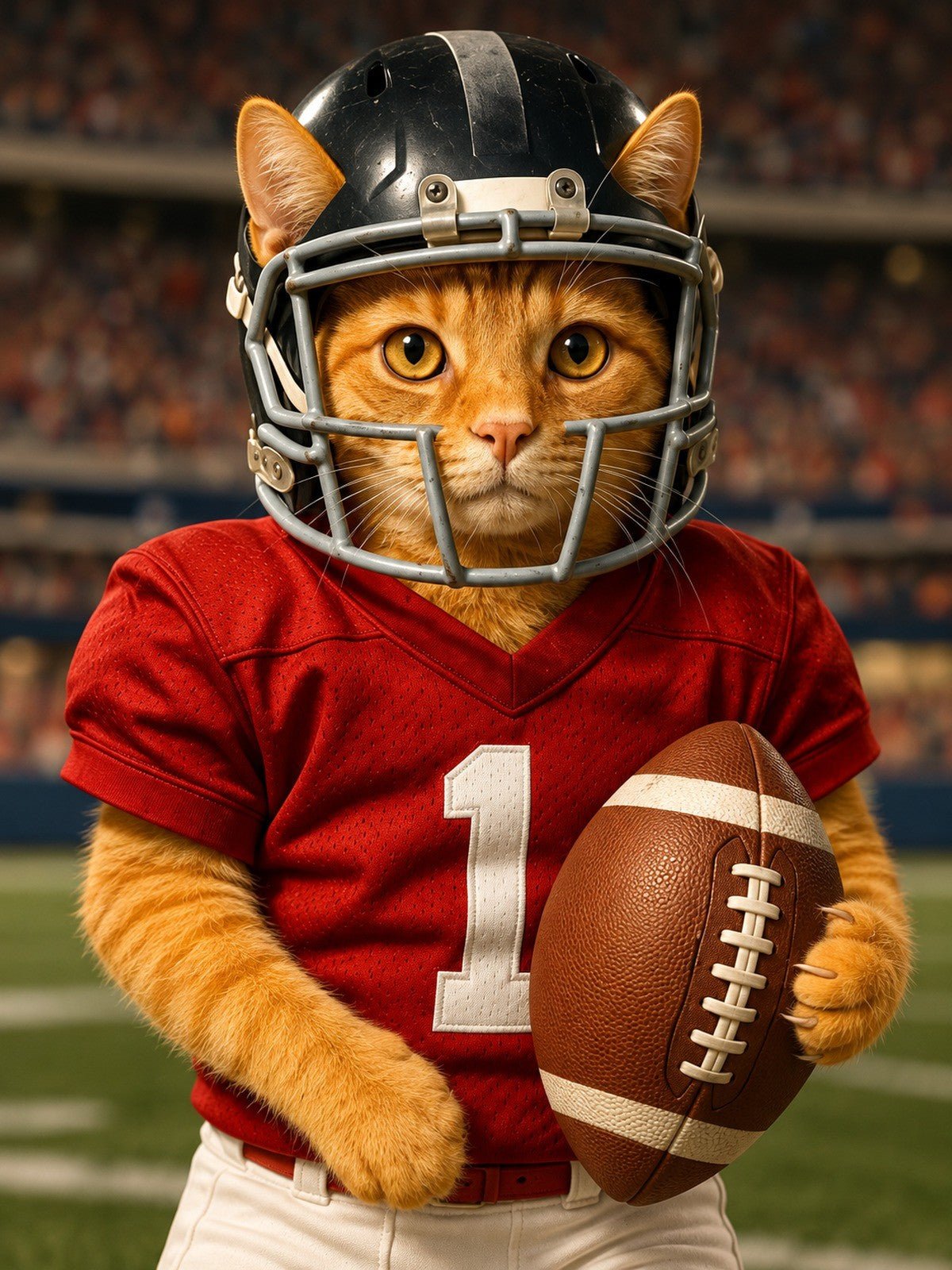Gato Jogador de Futebol Americano de Capacete
