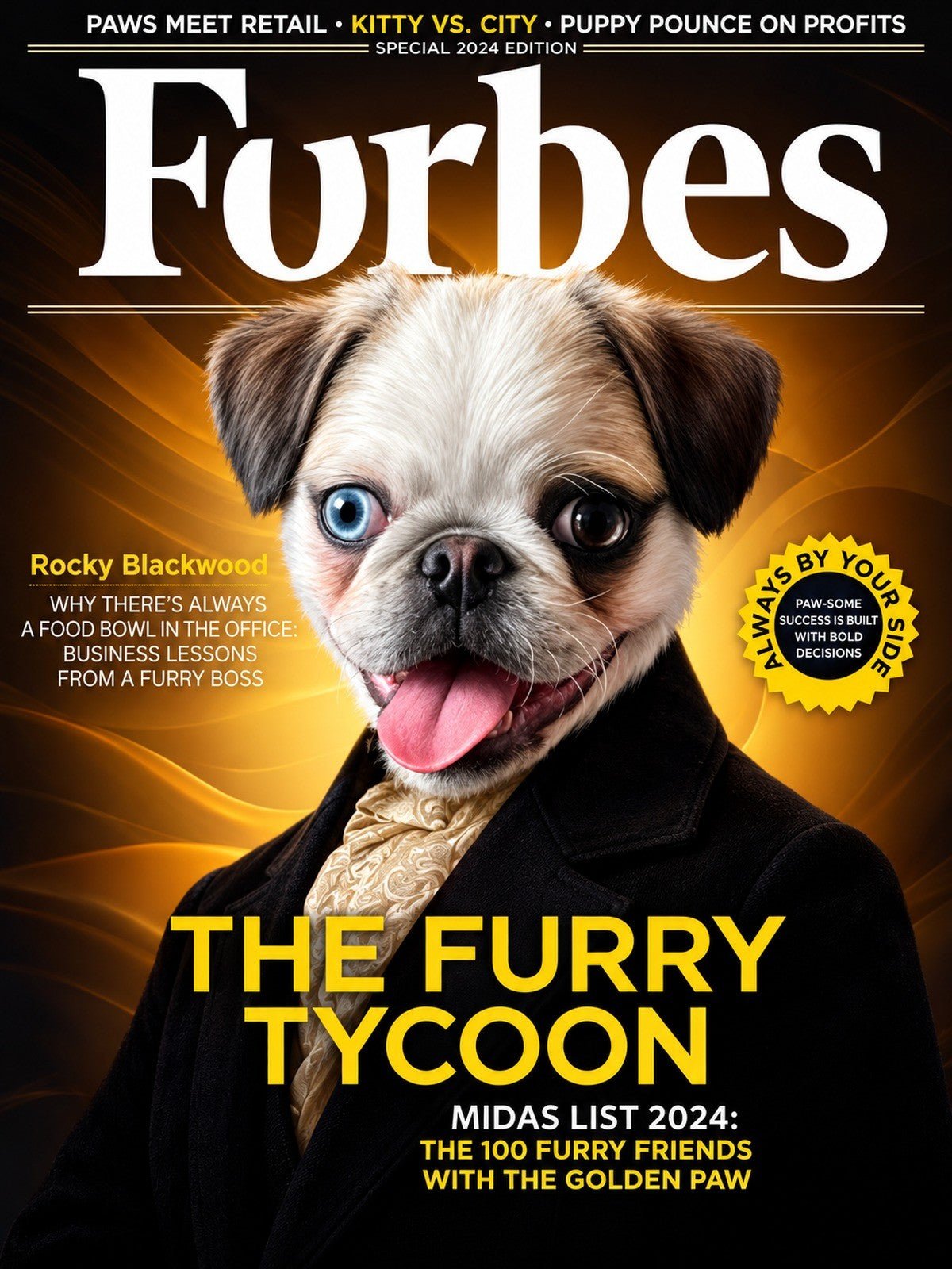 Cão Capa de Revista Furbes de Terno