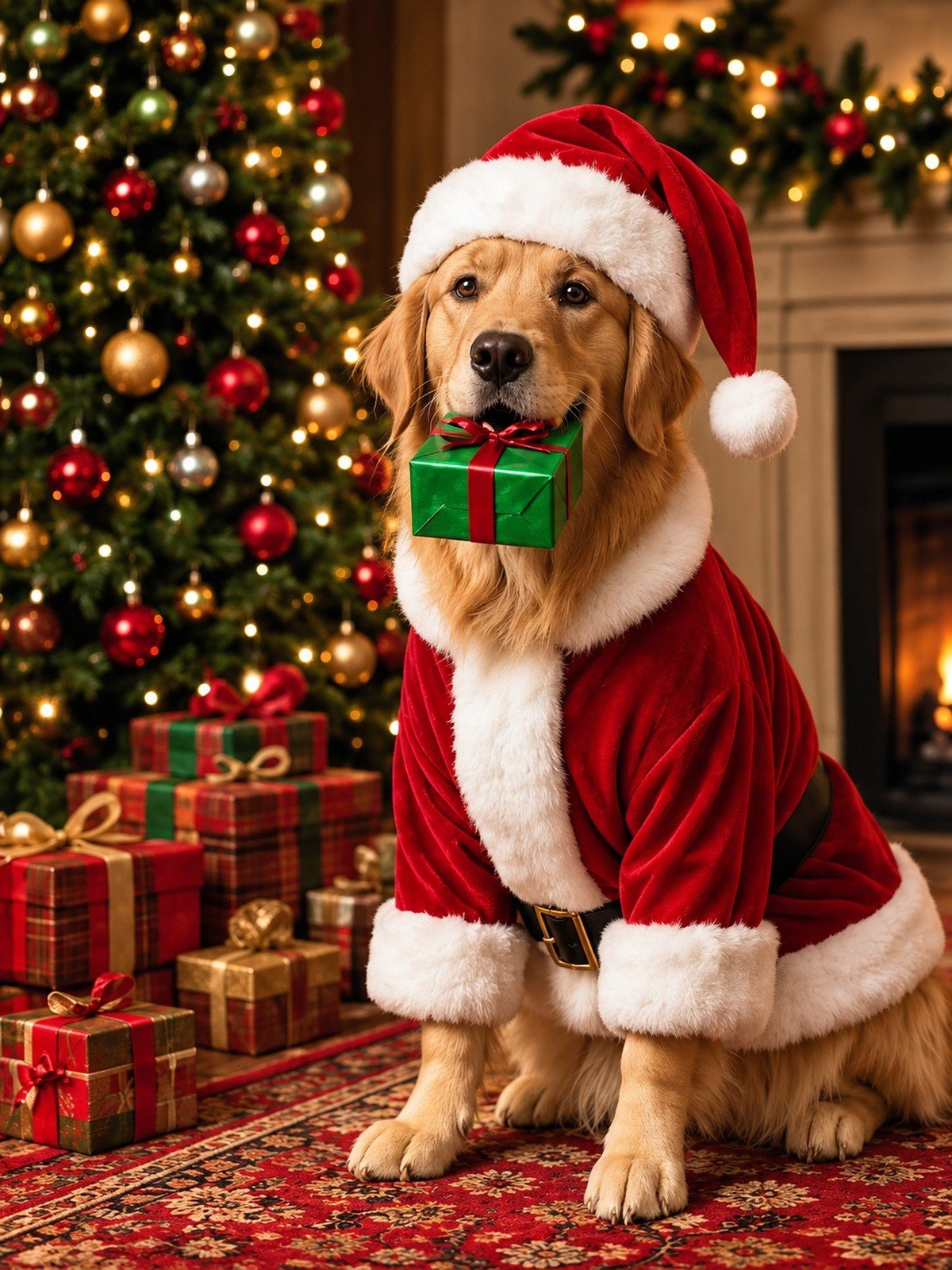 Golden de Noel com Presente