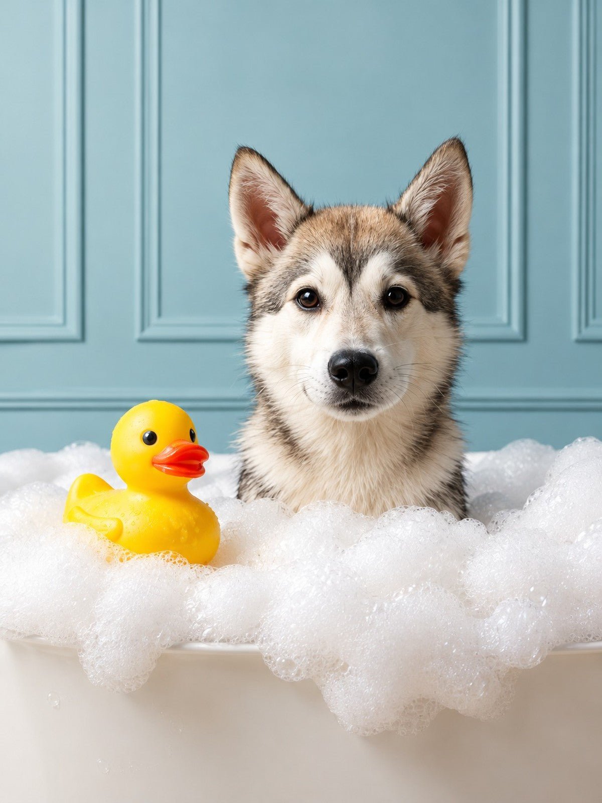 Husky na Banheira