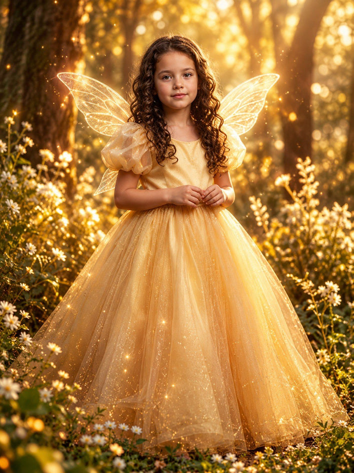 Menina Fada do Vestido Amarelo - SUA FOTO VIROU ARTE