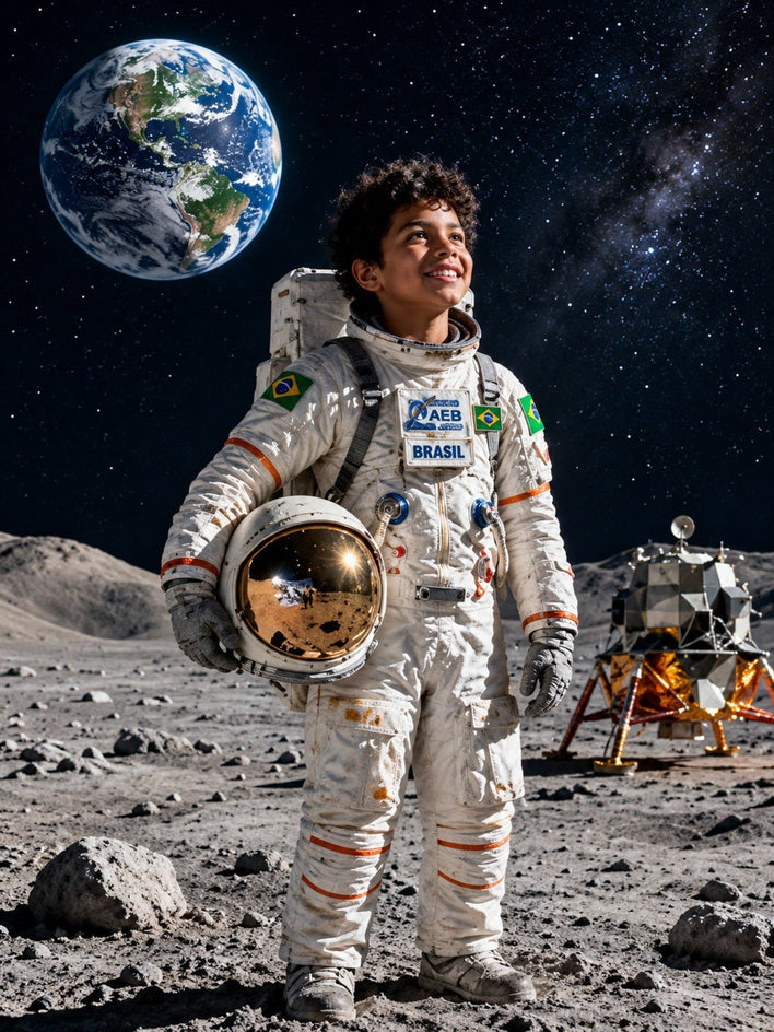 Menino Astronauta Brasileiro na Lua - SUA FOTO VIROU ARTE