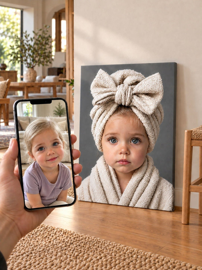 Bebê de Toalha com Laço Grande - SUA FOTO VIROU ARTE