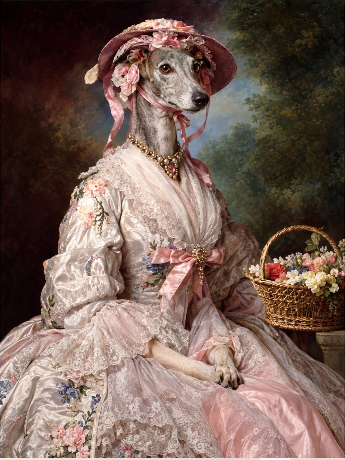 Galgo Dama de Vestido Rosa