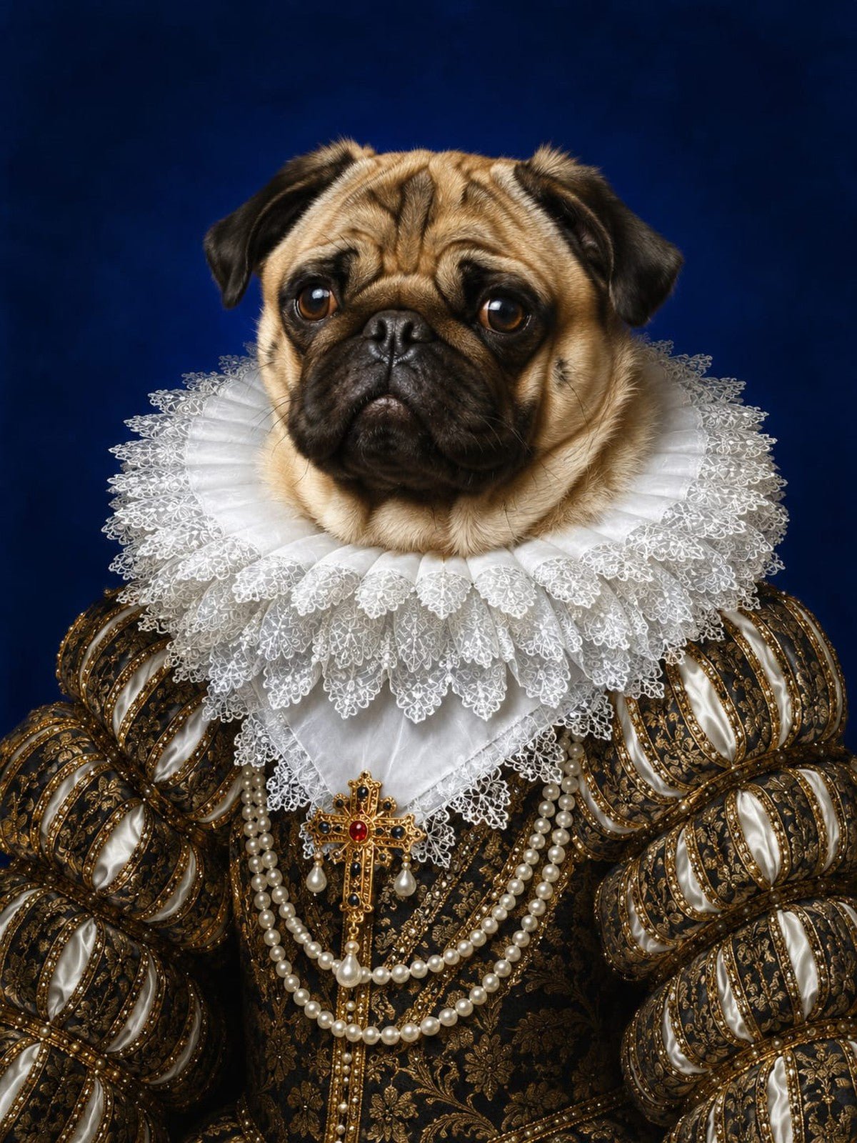 Pug Nobre de Gola de Renda
