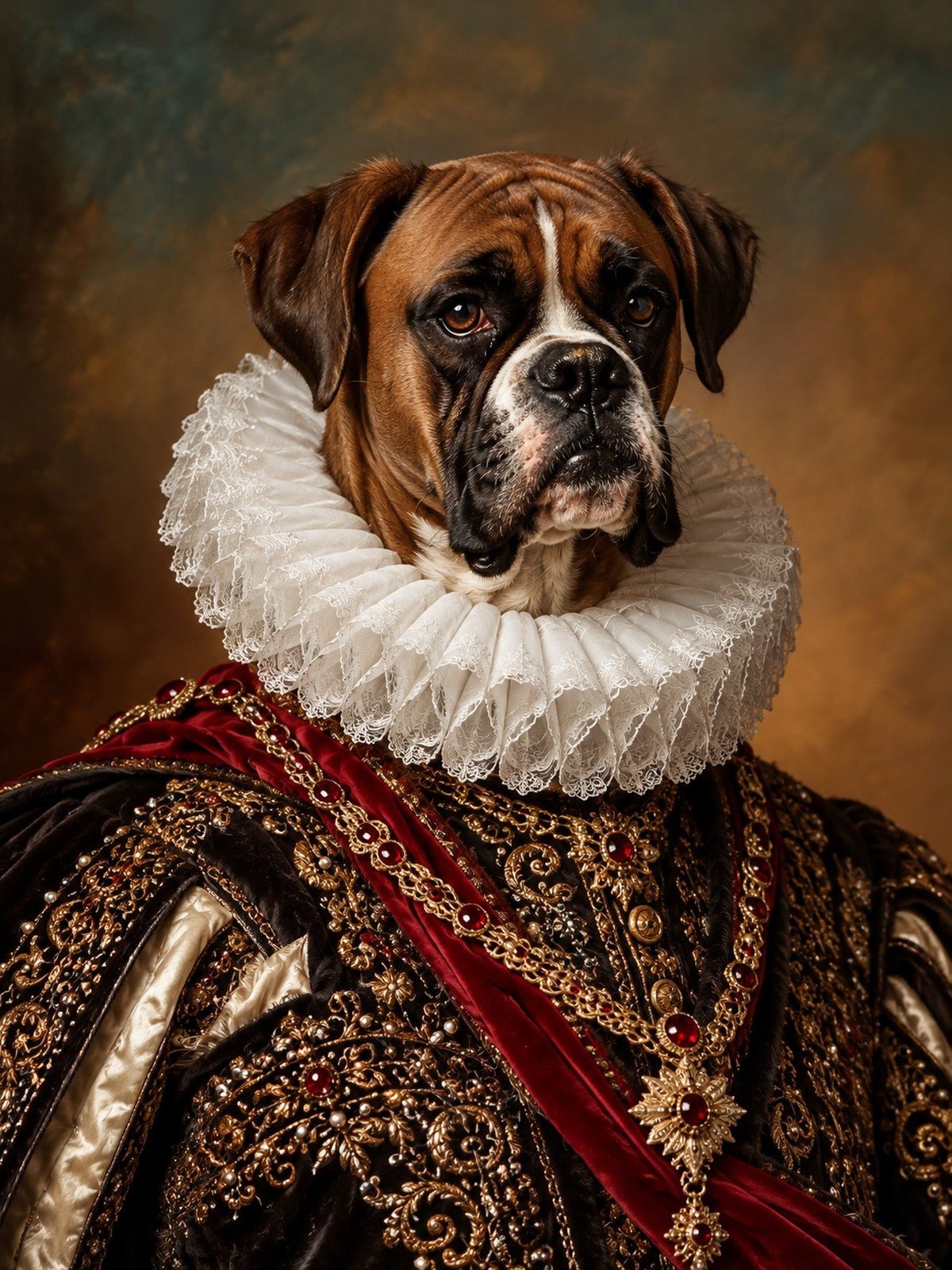 Boxer Nobre de Gola de Renda