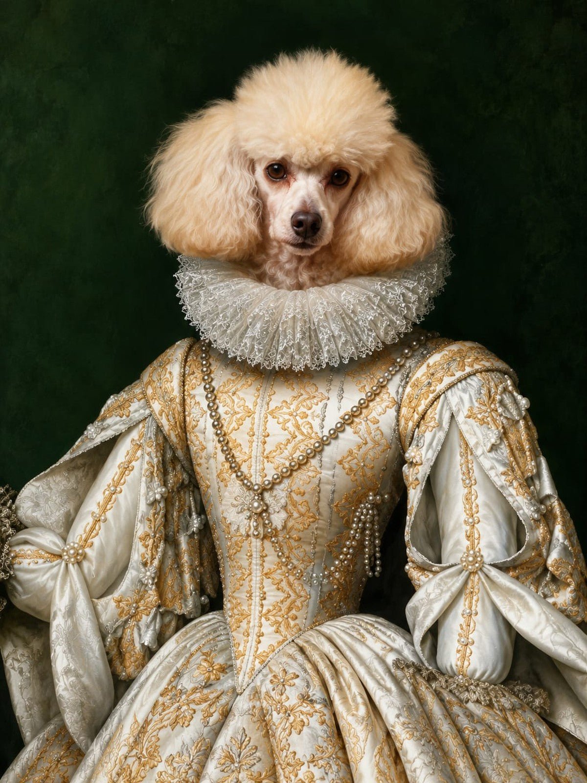 Poodle Dama de Vestido Creme