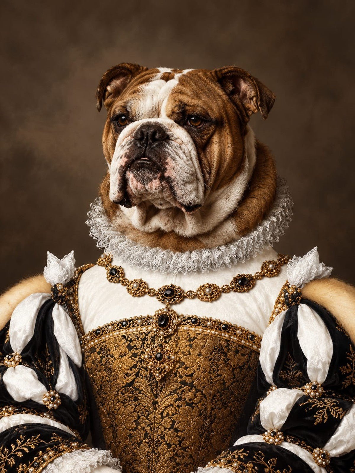 Bulldog Nobre de Brocado Dourado