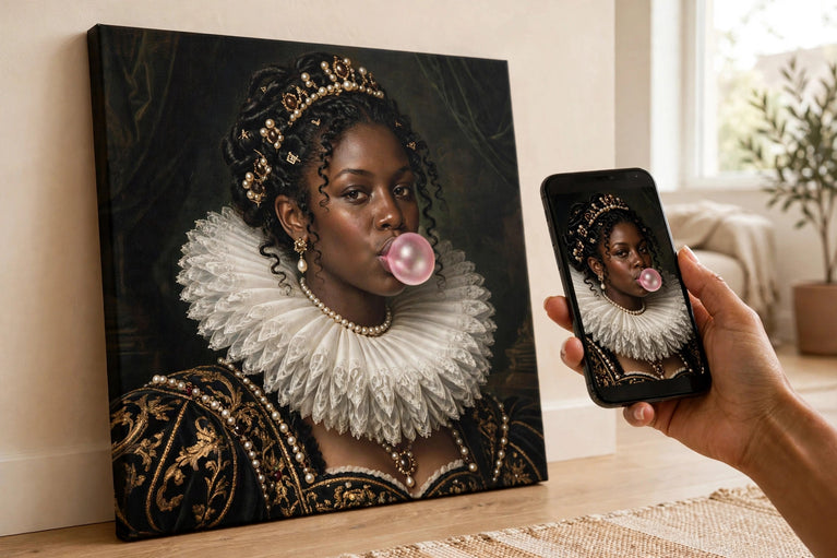 Mulher Renascentista com Chiclete - Quadro Personalizado