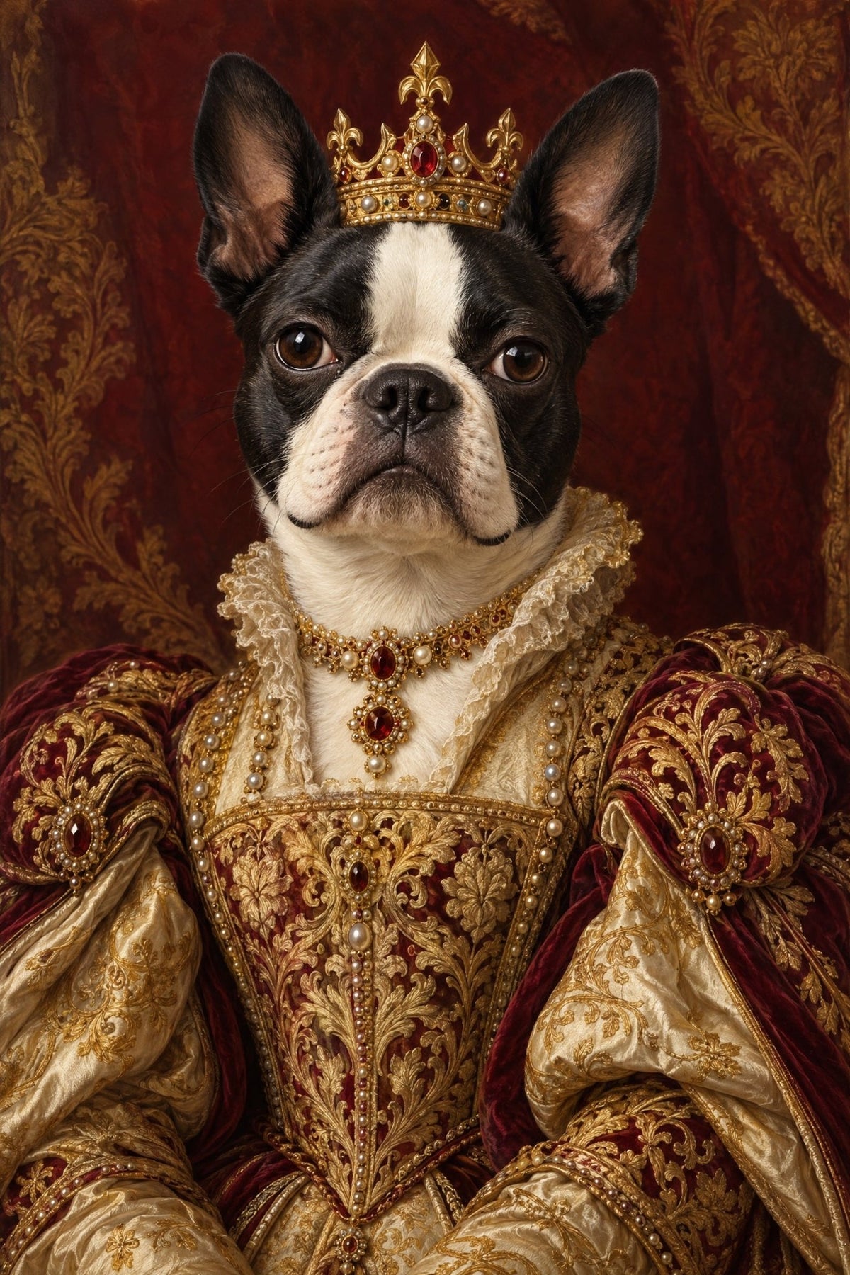 Quadro Personalizado de Pet — Rainha Boston Terrier