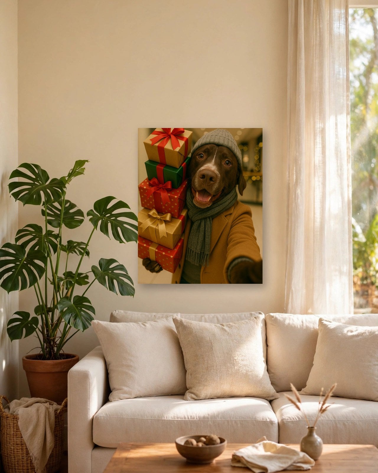 Pet sorrindo em arte personalizada
